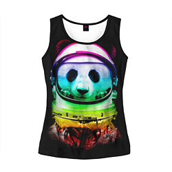 Майка-безрукавка женская Панда космонавт, цвет: 3D-черный