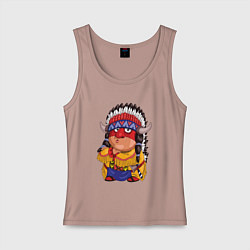 Майка женская хлопок Забавные Индейцы 11, цвет: пыльно-розовый