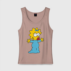 Майка женская хлопок Maggie Simpson, цвет: пыльно-розовый