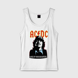 Майка женская хлопок AC/DC: Lock up your daughters, цвет: белый