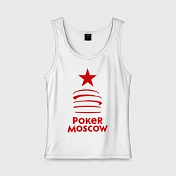 Майка женская хлопок Poker Moscow, цвет: белый