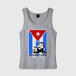 Майка женская хлопок Fidel: Viva, Cuba!, цвет: меланж