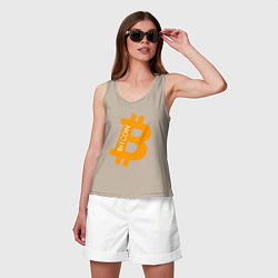 Майка женская хлопок Bitcoin Boss, цвет: миндальный — фото 2