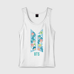 Майка женская хлопок BTS Army Floral, цвет: белый