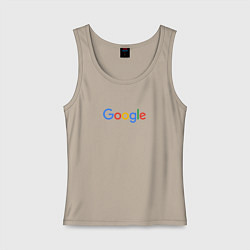 Майка женская хлопок Google, цвет: миндальный