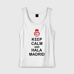 Майка женская хлопок Keep Calm & Hala Madrid, цвет: белый