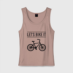 Майка женская хлопок Lets bike it, цвет: пыльно-розовый