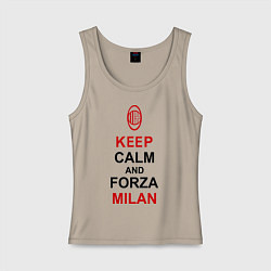 Майка женская хлопок Keep Calm & Forza Milan, цвет: миндальный