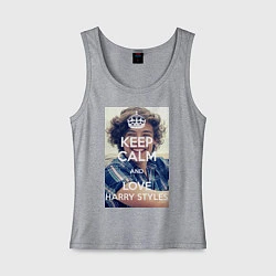 Майка женская хлопок Keep Calm & Love Harry Styles, цвет: меланж