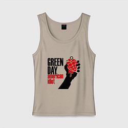 Майка женская хлопок Green Day: American idiot, цвет: миндальный