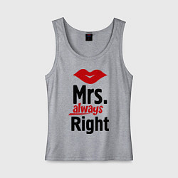 Майка женская хлопок Mrs. always right, цвет: меланж