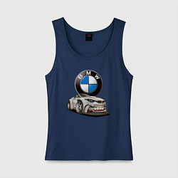 Майка женская хлопок BMW оскал, цвет: тёмно-синий