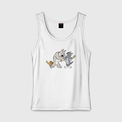 Майка женская хлопок Tom & Jerry, цвет: белый
