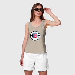 Майка женская хлопок Los Angeles Clippers, цвет: миндальный — фото 2
