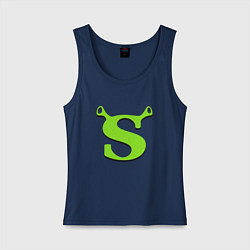 Майка женская хлопок Shrek: Logo S, цвет: тёмно-синий