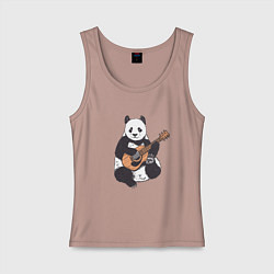 Майка женская хлопок Панда гитарист Panda Guitar, цвет: пыльно-розовый