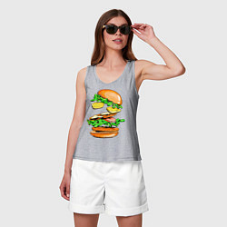 Майка женская хлопок King Burger, цвет: меланж — фото 2