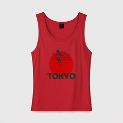 Майка женская хлопок Волейбол - Токио, цвет: красный