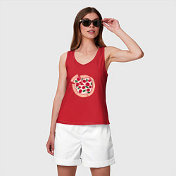 Майка женская хлопок Пицца и ломтик, цвет: красный — фото 2