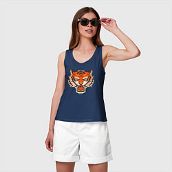 Майка женская хлопок Super Tiger, цвет: тёмно-синий — фото 2