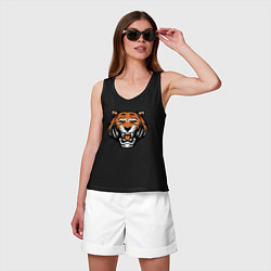 Майка женская хлопок Tiger Roar, цвет: черный — фото 2