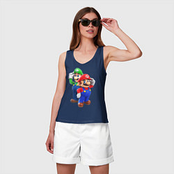 Майка женская хлопок Mario Bros, цвет: тёмно-синий — фото 2
