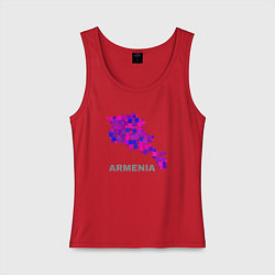 Майка женская хлопок Армения Armenia, цвет: красный