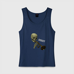 Майка женская хлопок Дудец Trumpet Skull, цвет: тёмно-синий