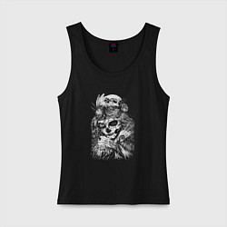 Женская майка Череп, розы и тату