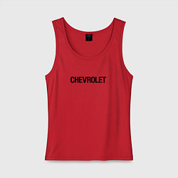 Майка женская хлопок Chevrolet Лого Эмблема спина, цвет: красный