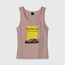 Майка женская хлопок Porsche Carrera 4S Motorsport, цвет: пыльно-розовый