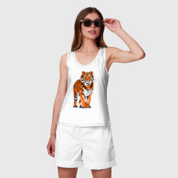 Майка женская хлопок Тигр в джунглях, цвет: белый — фото 2