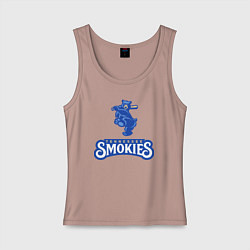 Майка женская хлопок Tennessee smokies - baseball team, цвет: пыльно-розовый