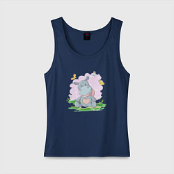 Женская майка Бегемотик в цветочках