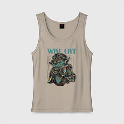 Женская майка Мудрый кот стимпанк