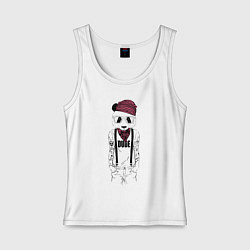 Майка женская хлопок Panda hipster, цвет: белый