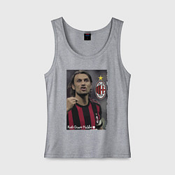 Майка женская хлопок Paolo Cesare Maldini - Milan, captain, цвет: меланж