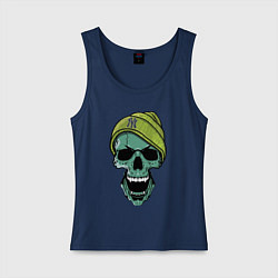 Майка женская хлопок New York Yankees Cool skull, цвет: тёмно-синий