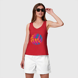 Майка женская хлопок Ball Volleyball, цвет: красный — фото 2