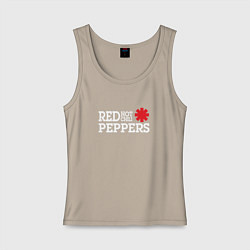 Майка женская хлопок RHCP Logo Red Hot Chili Peppers, цвет: миндальный