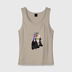 Майка женская хлопок ХРАБРЫЕ ОТЧАЯННЫЕ ЯПОНСКИЕ ДЕВУШКИ-САМУРАИ, цвет: миндальный