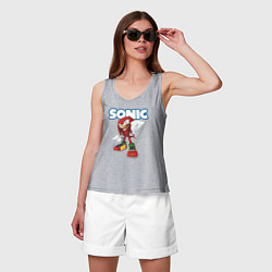 Майка женская хлопок Knuckles Echidna Sonic Video game Ехидна Наклз Вид, цвет: меланж — фото 2