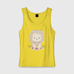 Женская майка Милый Львёнок С Цветами