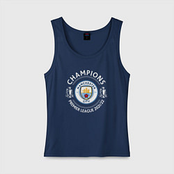 Майка женская хлопок Manchester City Champions 2122, цвет: тёмно-синий
