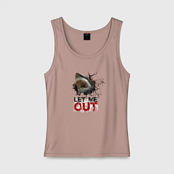 Майка женская хлопок Let me out - Выпустите меня, цвет: пыльно-розовый