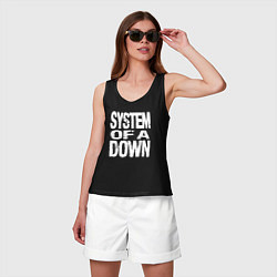 Майка женская хлопок System of a Down логотип, цвет: черный — фото 2