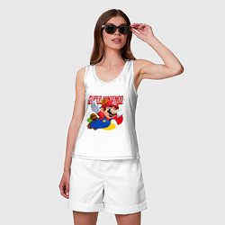 Майка женская хлопок SNES - Mario, цвет: белый — фото 2