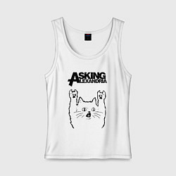 Майка женская хлопок Asking Alexandria - rock cat, цвет: белый