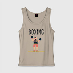 Майка женская хлопок Боксер из мультика Boxing, цвет: миндальный