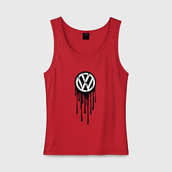Майка женская хлопок Volkswagen - art logo, цвет: красный
